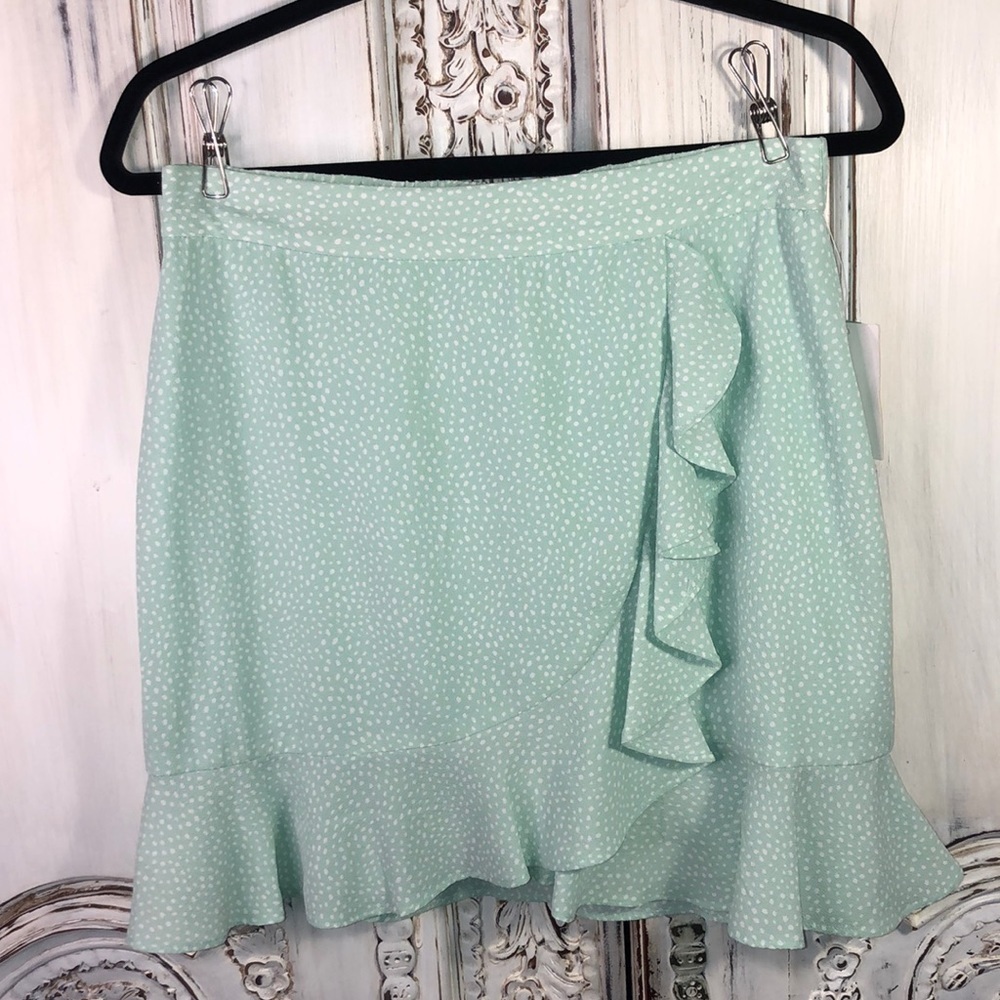Abound Mint Green Mini Skirt with Ruffle Detail